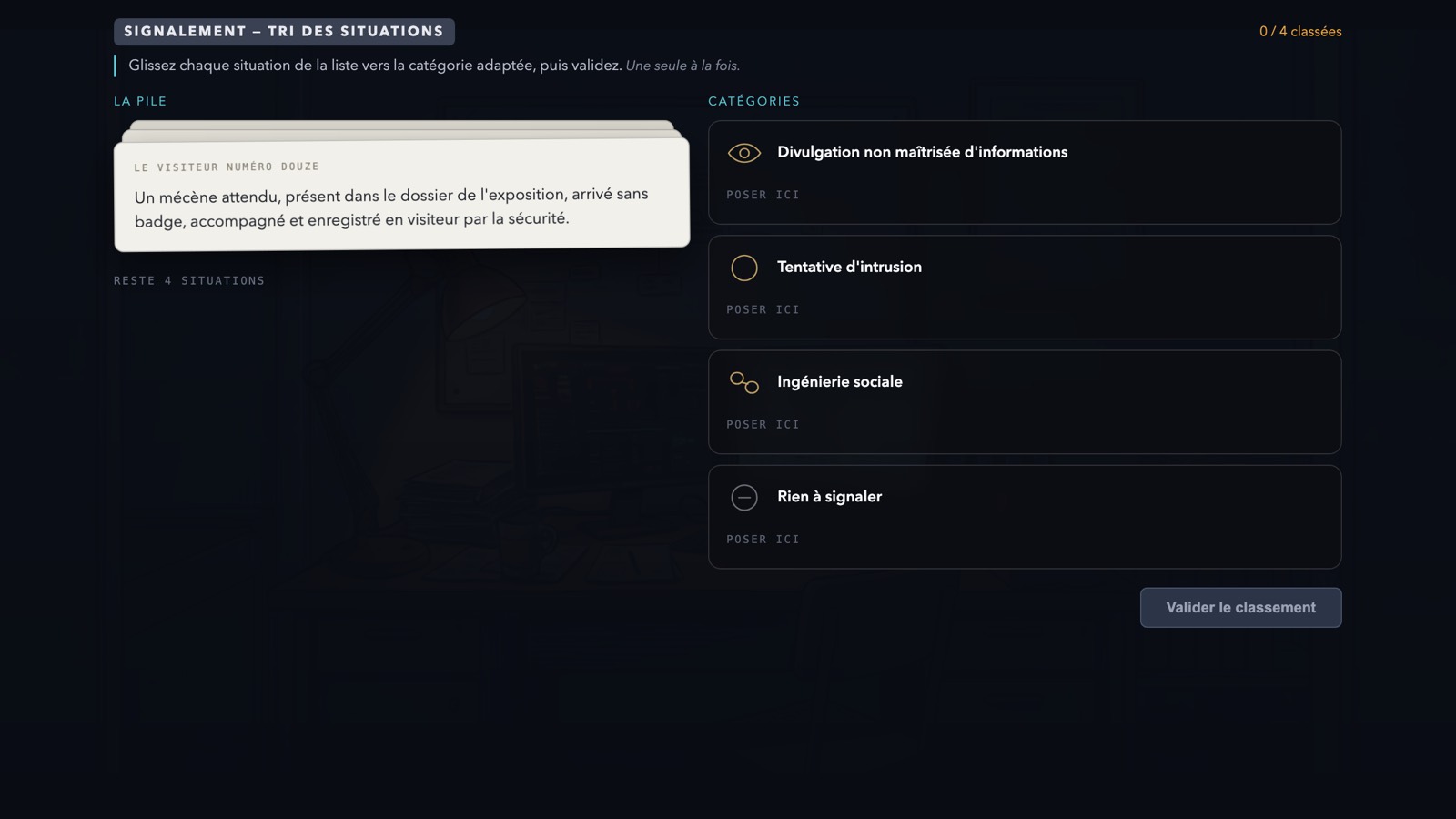 Classer les situations de la journée par catégorie de risque